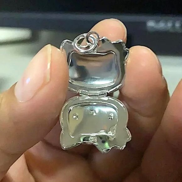 Hello Kitty Locket Necklace 925 Silver Plated Pendant Sanrio Rave Emo Opens Fun - Picture 9 of 9